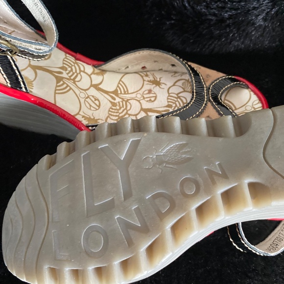 Fly London Red and Tan Wedges - Picture 2 of 5